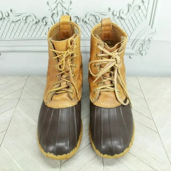 Vintage LL Bean Brown Leather Unlined Hunting Duck Boots Size 9 Medium - Picture 5 of 10